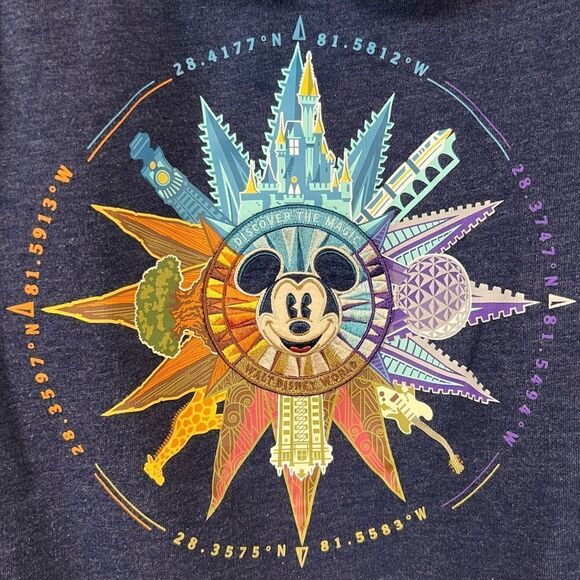 Disney Parks Compass Mickey Mouse Full Zip Hoodie Sweatshirt - Picture 8 of 13